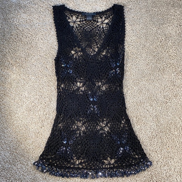 THE LIMITED HAND KNIT Beaded Crochet top SZ S - Picture 2 of 6